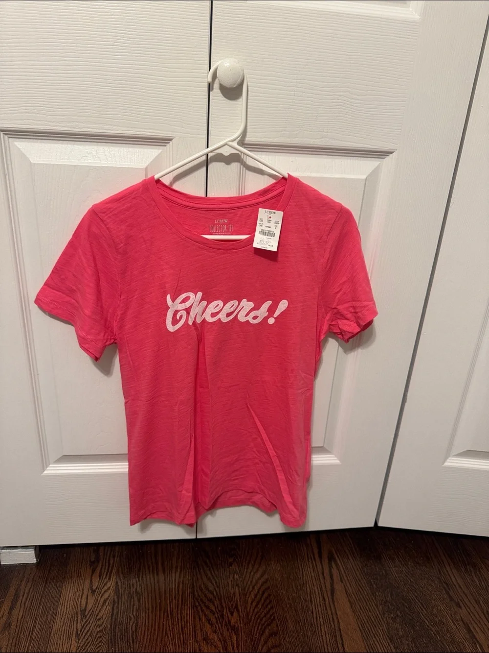J. Crew Pink 'Cheers!' Graphic Short Sleeve Tee